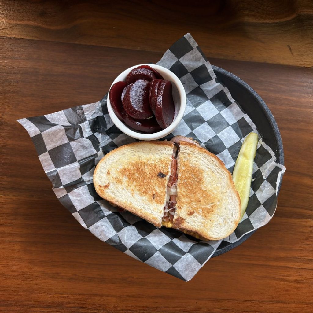 Grown up grilled cheese with beets